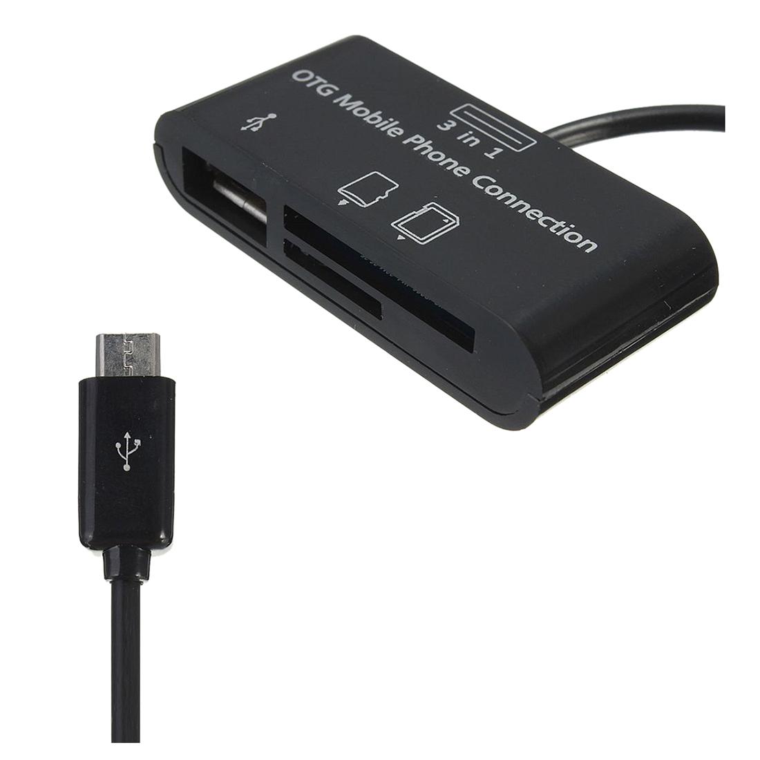 3 in 1 Card Reader Otg Cable for Cheap Micro USB Port Phones