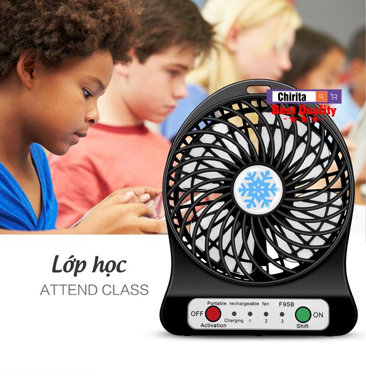 Quạt Sạc Để Bàn USB Mini Fan KHÔNG CHỔI THAN Cực Bền