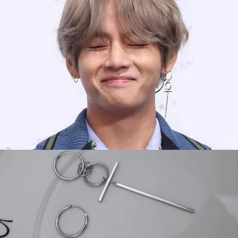 Khuyên tai V bông tai BTS hoa tai idol Hàn Quốc thiết kế thời trang phong cách cá tính trẻ trung năng động army