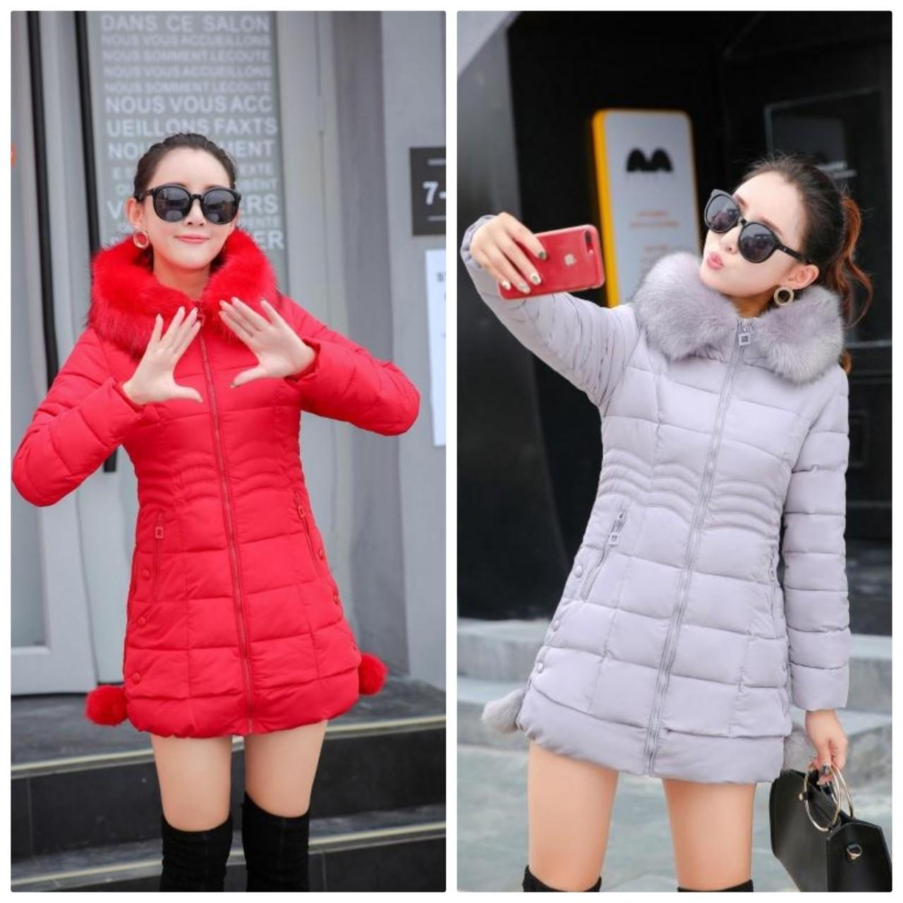 ÁO KHOÁC PHAO NÓN PHỐI LÔNG VÀ CỤC BÔNG - HÀNG NHẬP