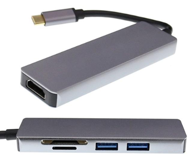 Cáp USB Type-C to HDMI + USB 3.0 Hỗ trợ đọc thẻ nhớ 5 in 1