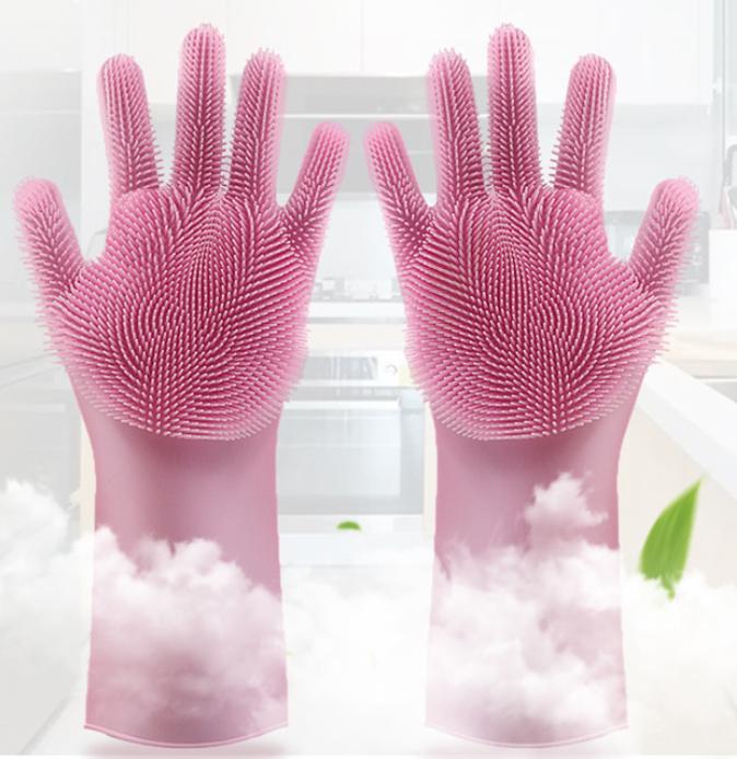 Bao tay Silicone chịu nhiệt hỗ trợ rửa chén bát - Euro Quality (Nhập khẩu Hàn Quốc) ( Đen / Hồng )