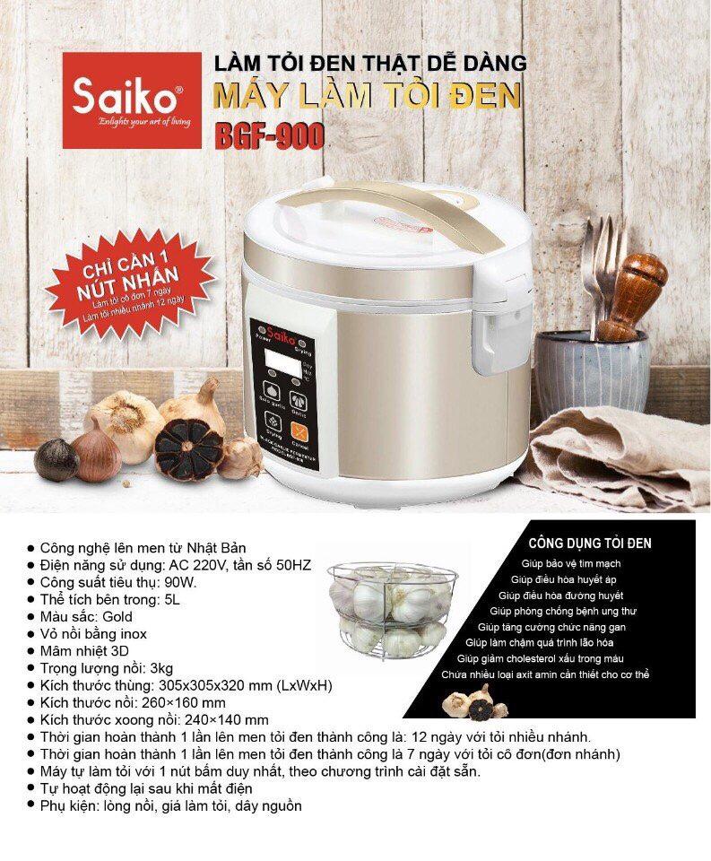 [HCM]Máy làm tỏi đen Saiko BGF-900 (GOLD)