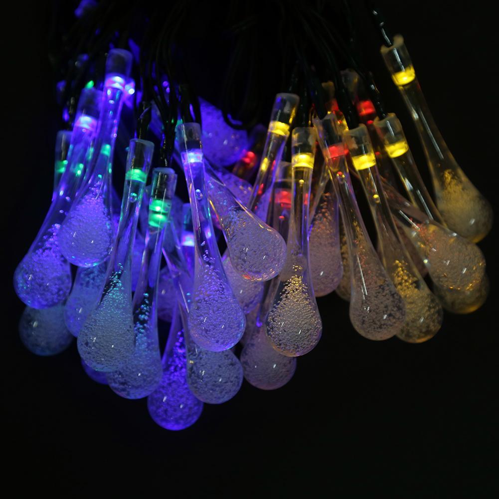 30 LED Solar Power Water Drop String Light Christmas Garden Yard Landscape Lamp(White)