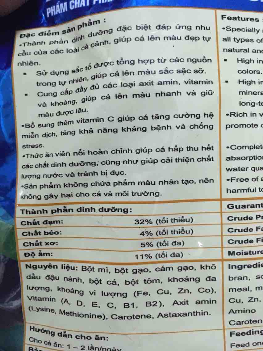 [HCM]Thức ăn cho cá Koi Siêu Đẹp 500gram hạt trung