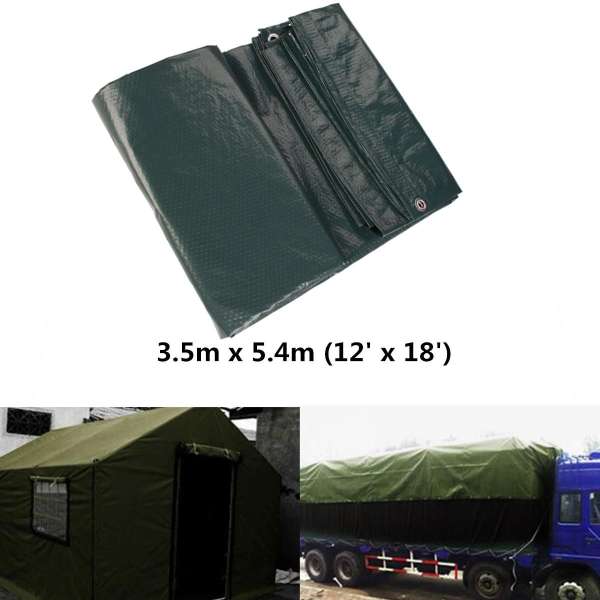 Waterproof Tarpaulin Ground Sheet Camping Cover Lightweight Dark Green 3.5m x 5.4 m - intl
