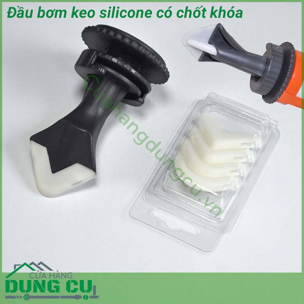 Bộ đầu bơm silicone có chốt giữ