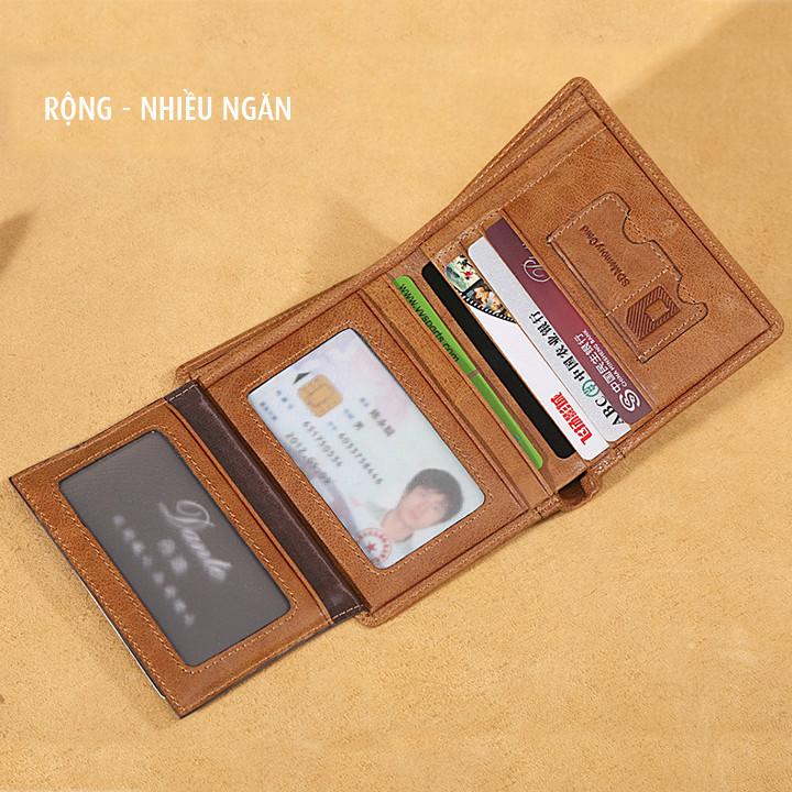 Ví da bò nam cao cấp DANTE, da thật V1701
