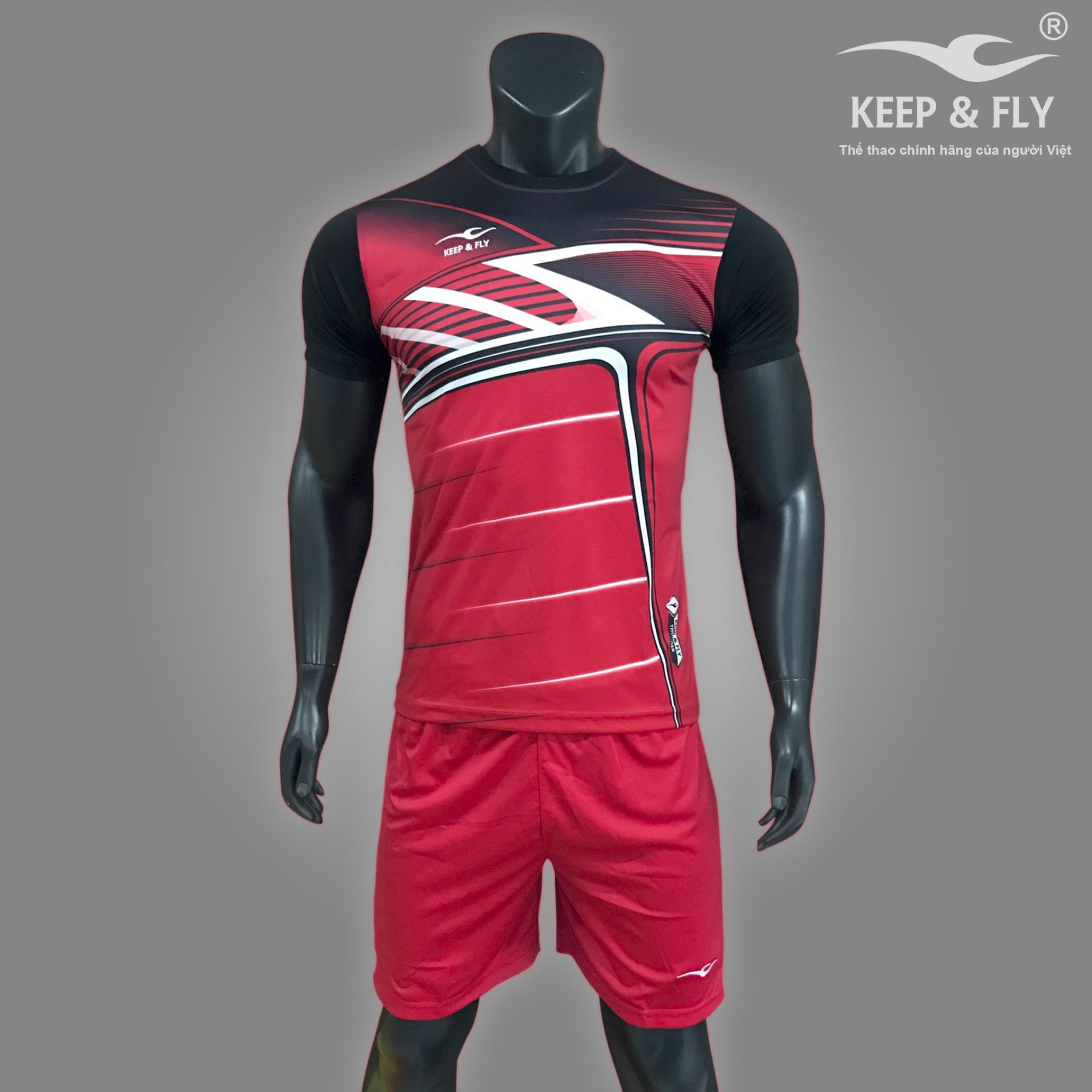 Bộ quần áo bóng đá cao cấp KEEP & FLY Thunder Đỏ