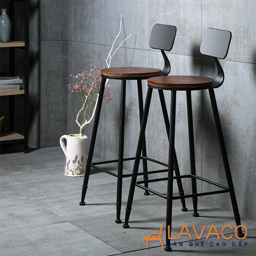 Ghế bar chân sắt mặt gỗ ngoài trời giá rẻ Lavaco- Mã 438