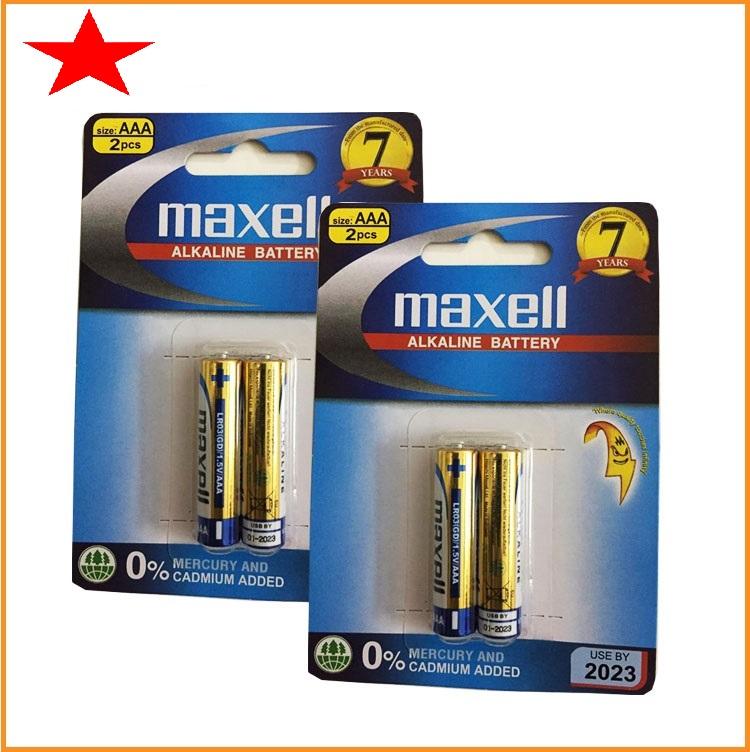 Combo 2 vỉ pin AAA Maxell Alkaline, pin đũa Maxell (1 vỉ 2 viên)