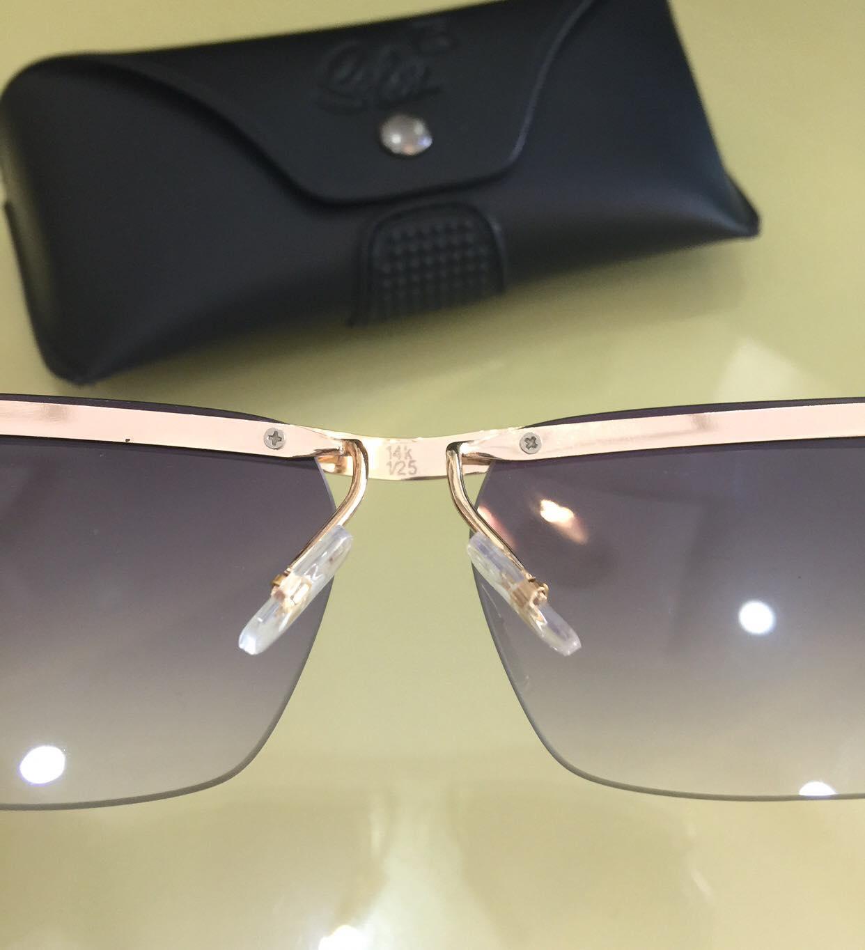 Kính râm Nam Solex nửa viền gọng mạ vàng 14K Hồng Kong cao cấp (Khói)