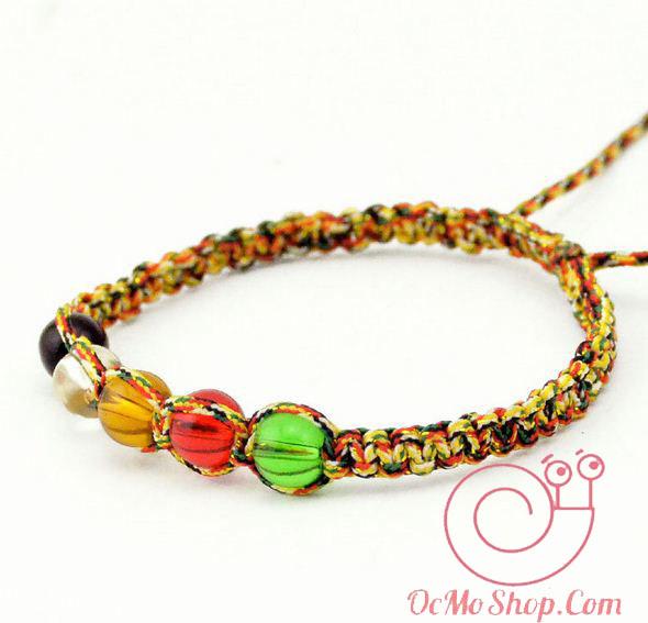 [HCM]Vòng tay dây rút handmade ngũ sắc 5 hạt màu