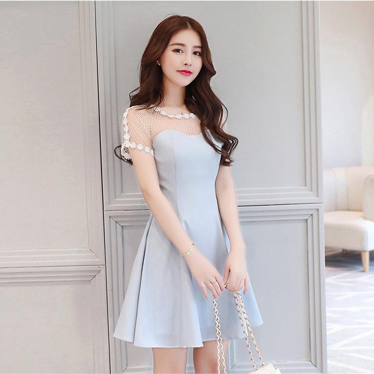 Đầm xòe đi tiệc phối ren sang chảnh - DX62