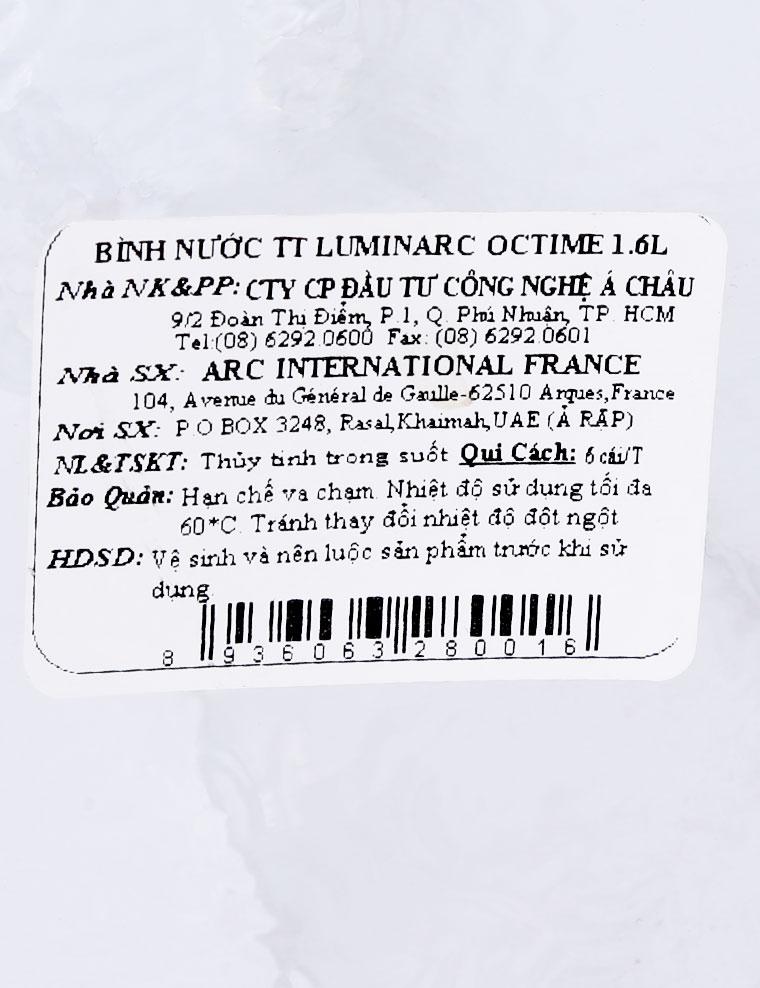 Bình Nước Thủy Tinh Luminarc Octime 1.6L