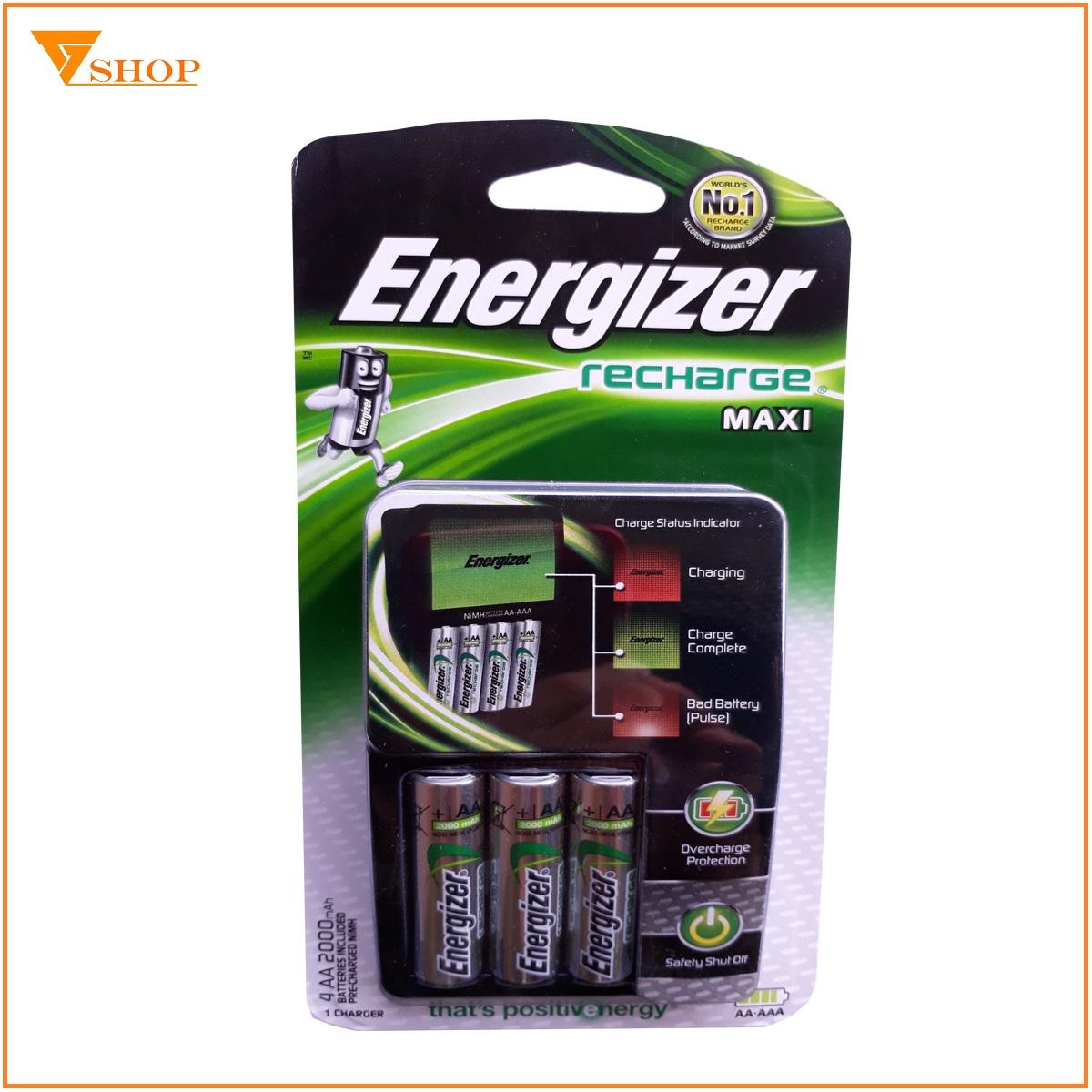 Combo 10 máy sạc pin Energizer tự ngắt kèm 4 pin 2000mAh