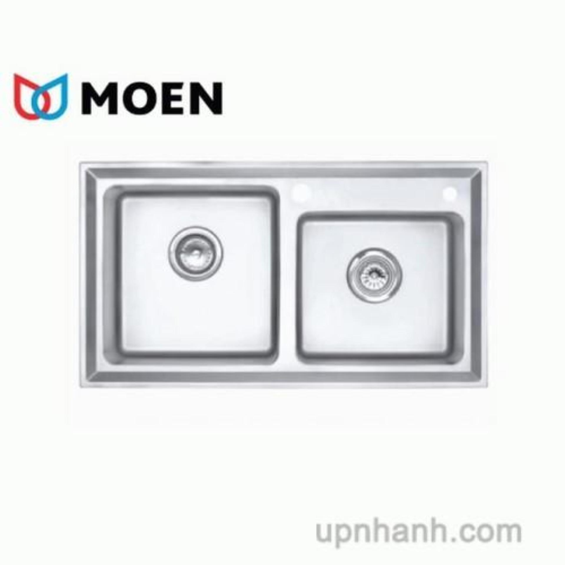 Bồn rửa chén 2 hộc Moen Model: 22183 sử dụng inox SUS304 chịu lực tốt và có lớp men chống ẩm