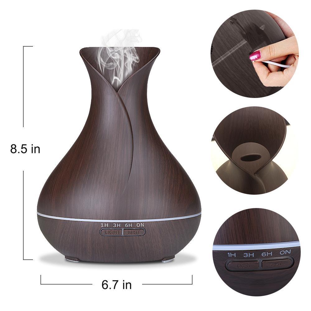 Máy xông tinh dầu bình hoa vân gỗ AROMA-500ML