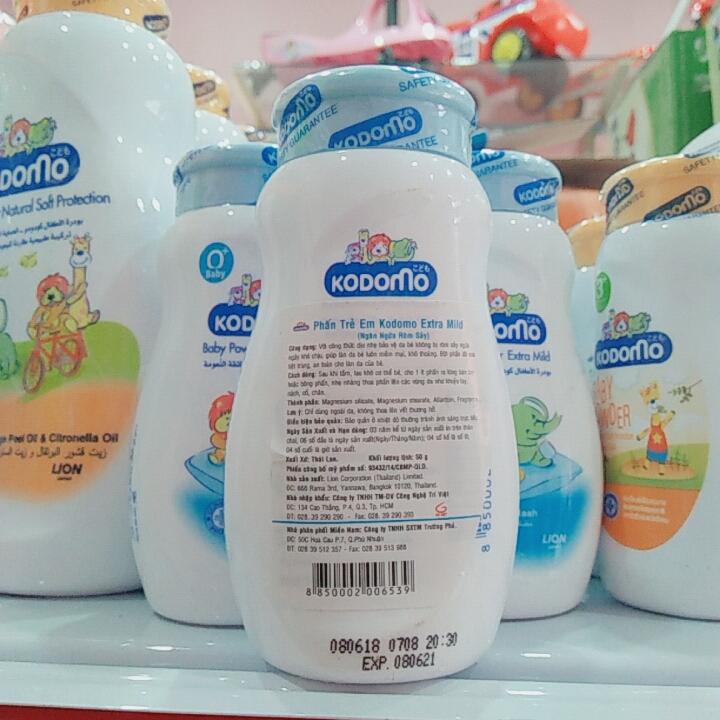 Phấn ngừa rôm sẩy Kodomo 50g -  Extra Mild (xanh)