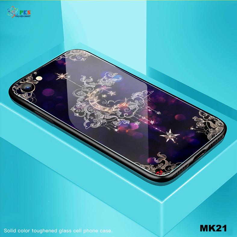 Ốp lưng Iphone 7 in 3D hình hoa văn mặt kính cường lực