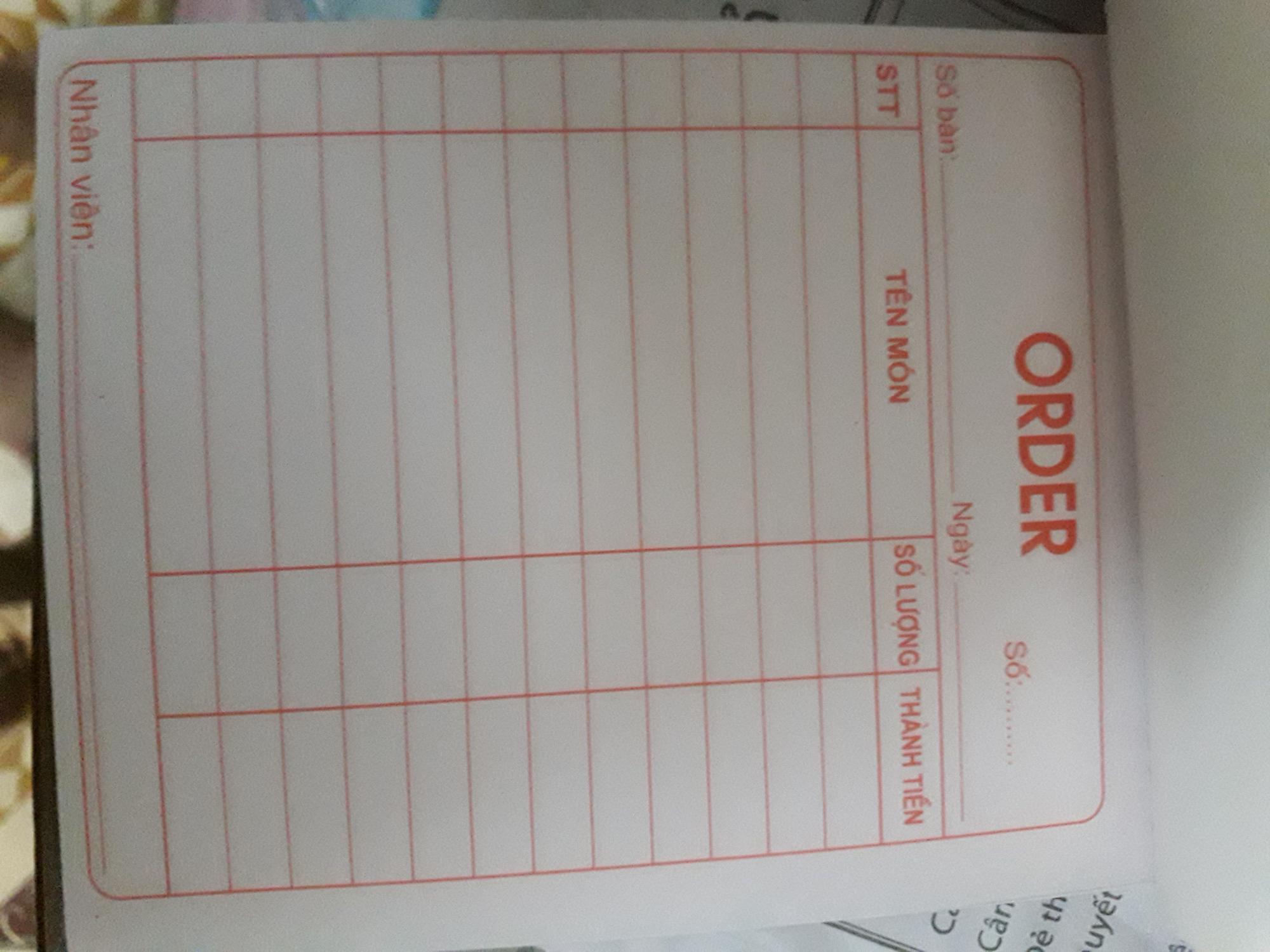 Combo 10 quyển phiếu order 2 liên A6 100 tờ(10*13cm)