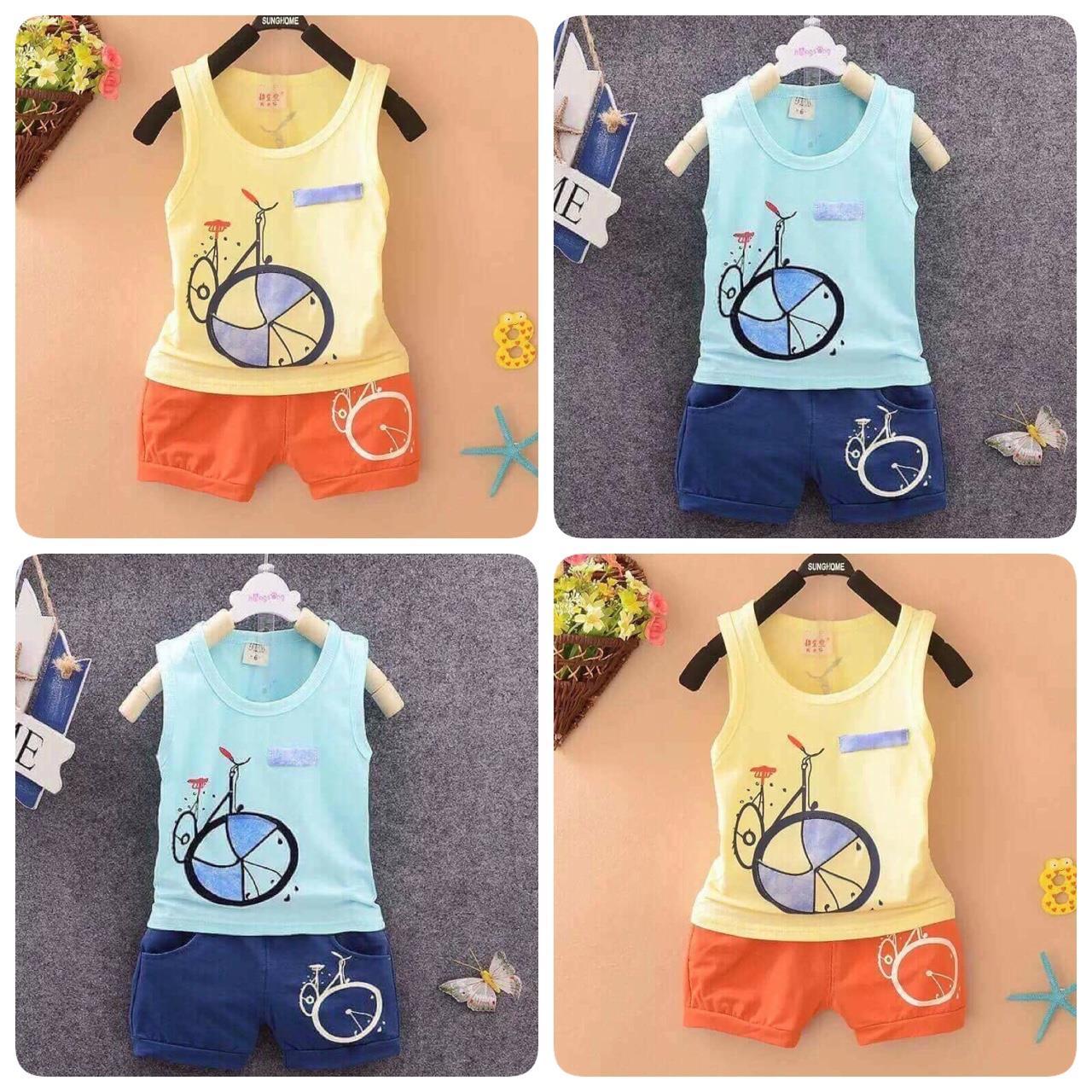 bộ xe đạp cotton sát nách  cho bé trai bé gái