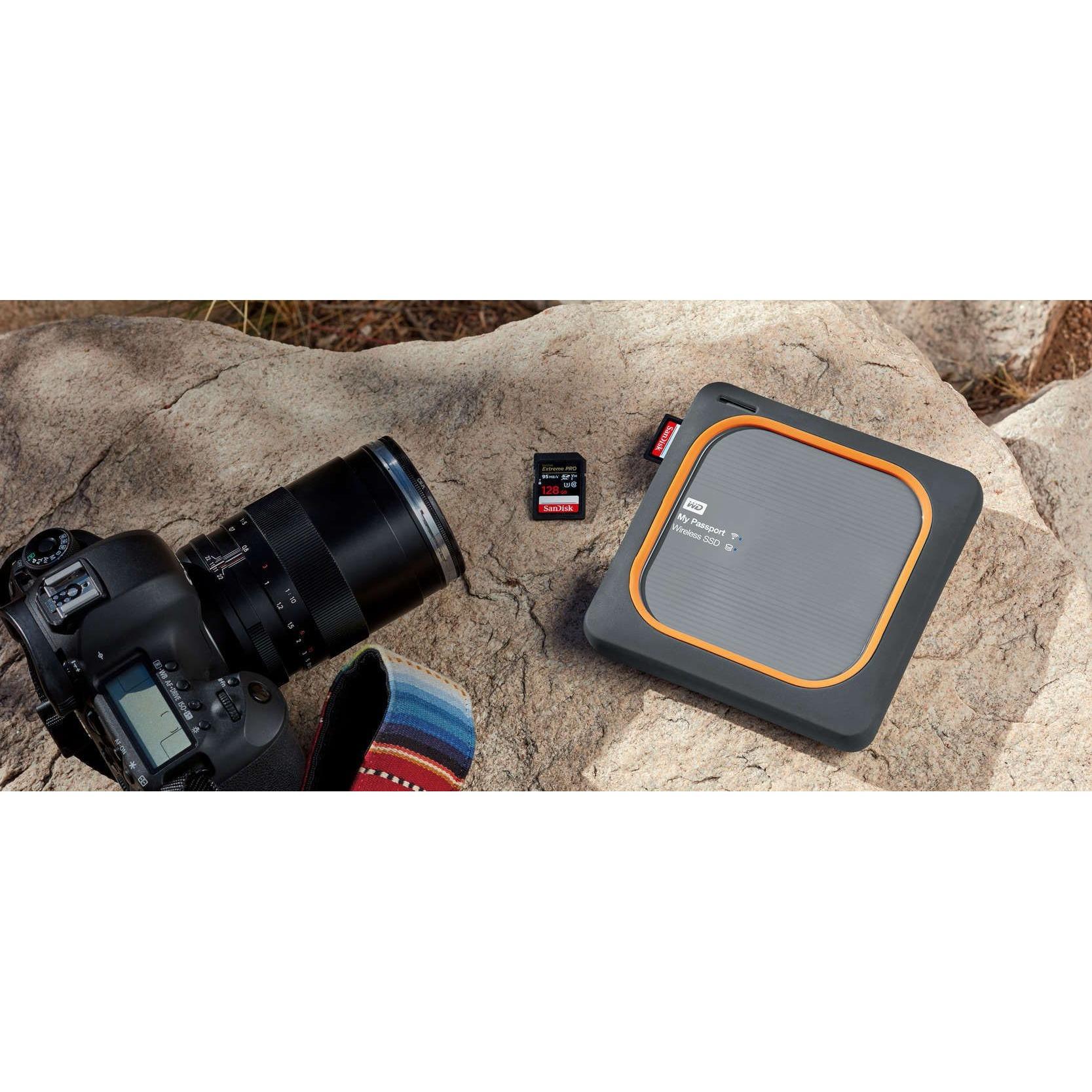 Ổ cứng gắn ngoài western my passport wireless 500gb ssd wi-fi/sd card/usb 3.0