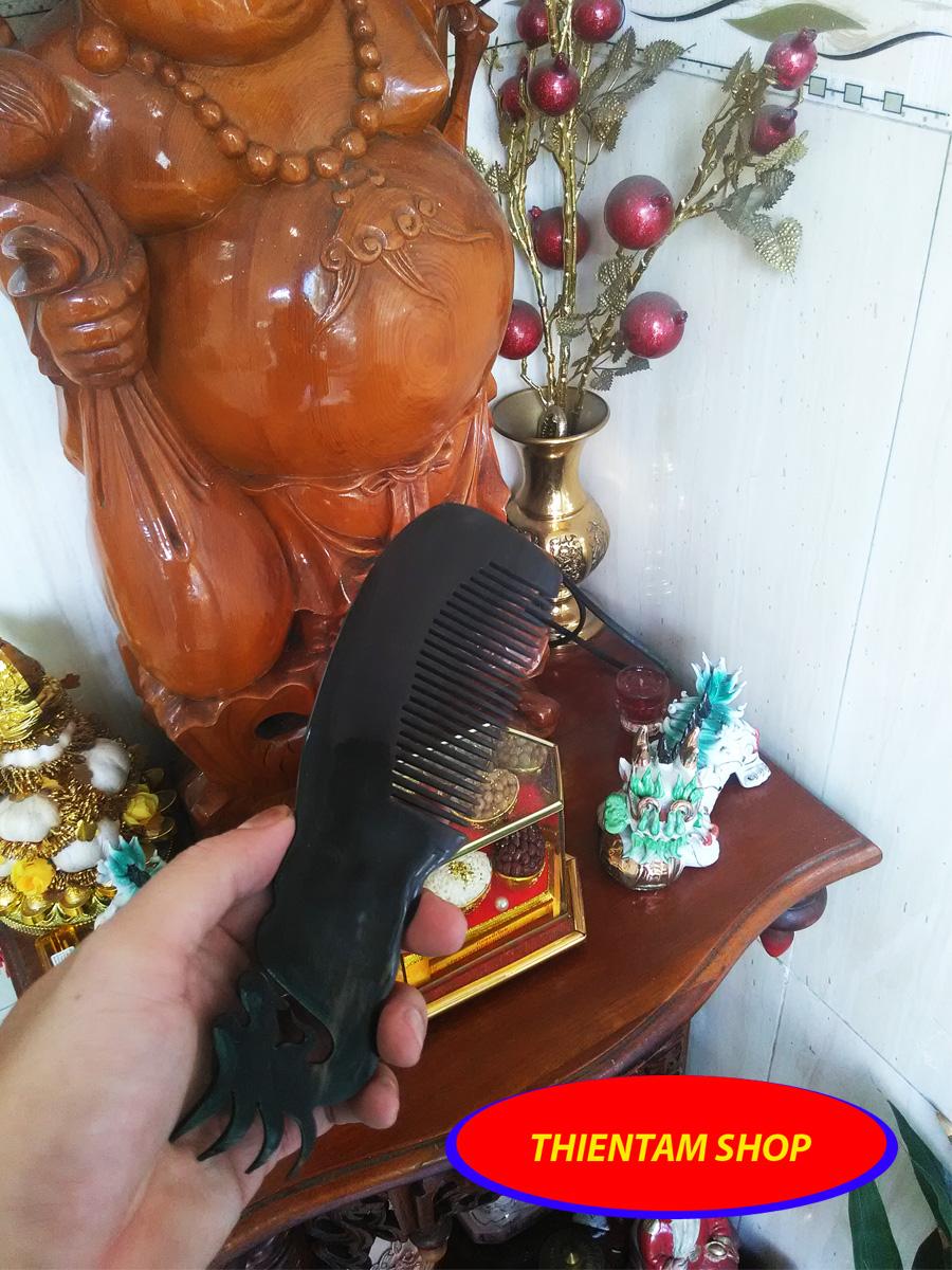 Lược trải đầu sừng trâu đen hình rồng (LST04)