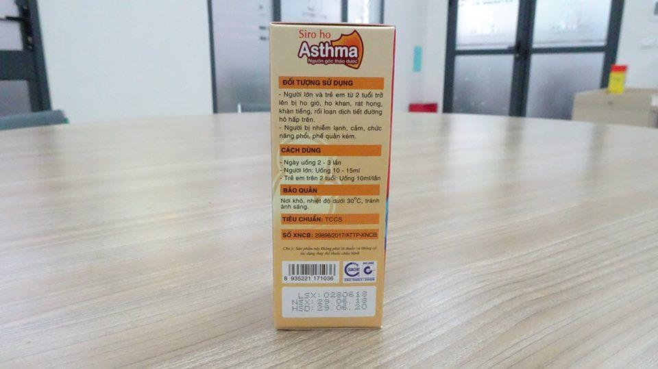 Siro ho Asthma- Giảm ho, bổ phế, mát họng