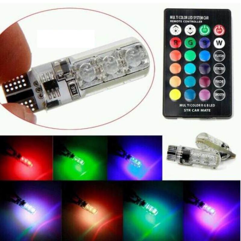 SIÊU HOT- Bộ 2 đèn DEMI T10 đổi mầu theo Remote F