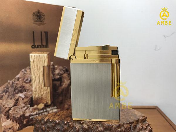 Bật lửa Dupont bạc xước mạ vàng D132