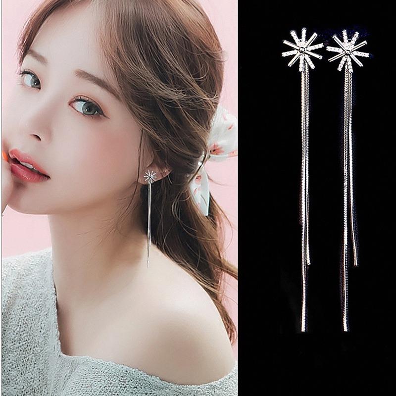 Bông tai nữ hoa tuyết dáng dài đơn giản dịu dàng
