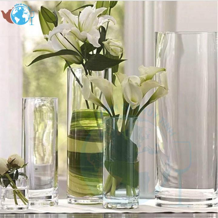 [HCM]Lọ Hoa Thủy Tinh Trụ Tròn 10x30 Cm
