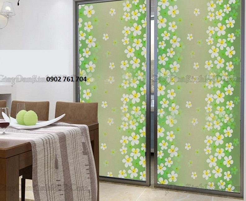 5m Decal giấy dán kính/kiếng hoa lá xanh lá cây