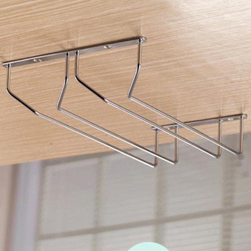Star Mall 1 Pcs 1-5 Rows Stainless Steel Wall Mount Stemware Wine Glass Hanging Rack Holder Shelf