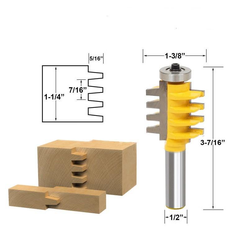 Mui soi gỗ, Mũi phay gỗ ghép răng lược, cốt 12.7mm
