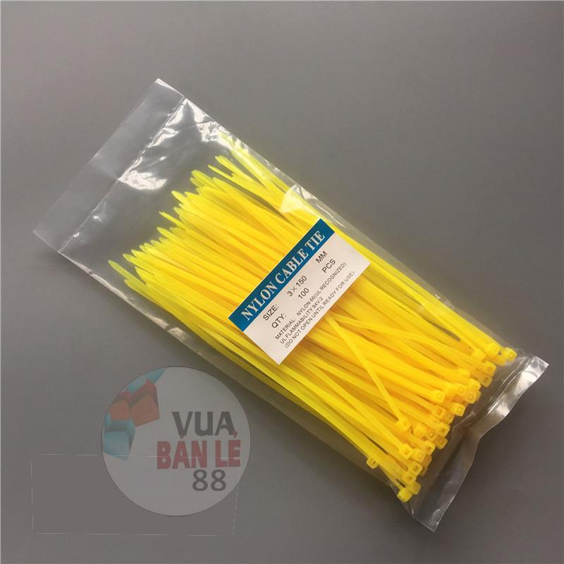 100 sợi dây rút màu vàng 15 cm, 1 tấc rưỡi