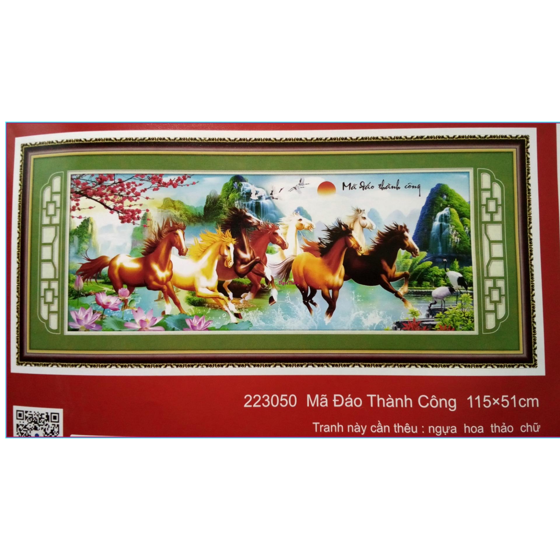 Tranh thêu chữ thập cao cấp (chưa thêu) Mã đáo thành công DLH-223050-Sản phẩm chất lượng cao, chỉ không xù, màu sắc không phai . Món quà vô cùng ý nghĩa cho người thân