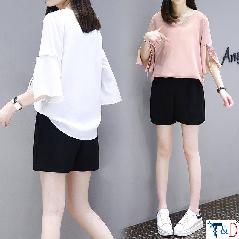 [HCM]ÁO KIỂU THUN NỮ PHỐI NƠ