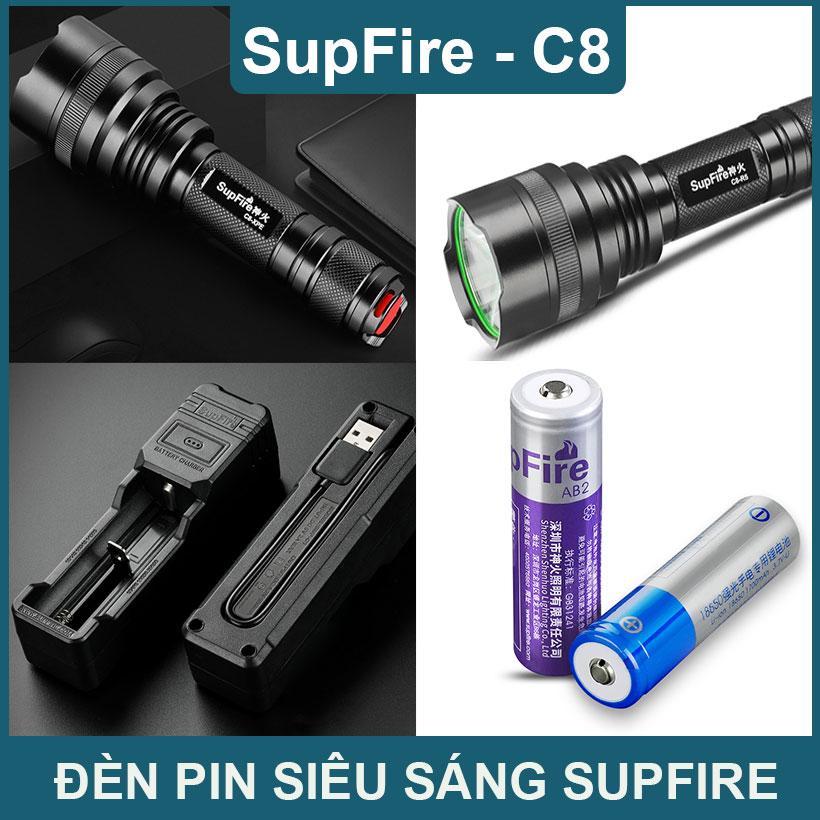 [HCM]Đèn pin led siêu sáng cao cấp SupFire C8