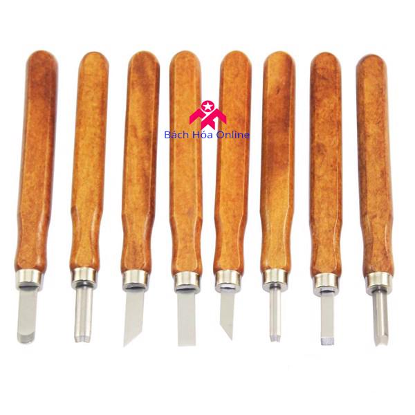 Bộ dao khắc đục tiện gỗ 8 món cao cấp V2