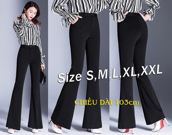 Quần dài thun lưng cao 2 túi ống loe