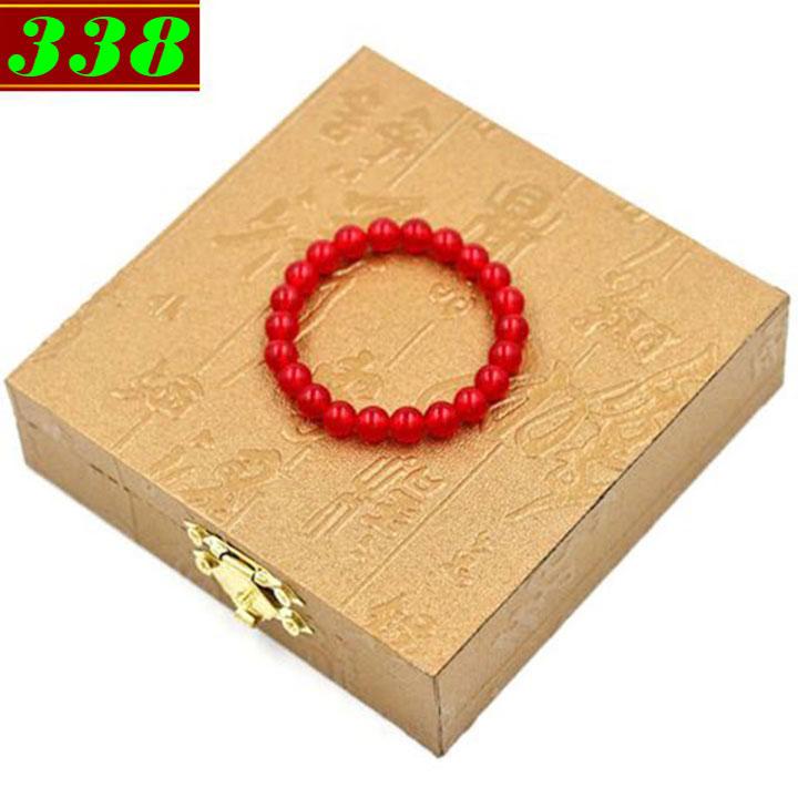 Vòng Chuỗi đeo tay đá thạch anh đỏ 8 ly 20 hạt kèm hộp gỗ