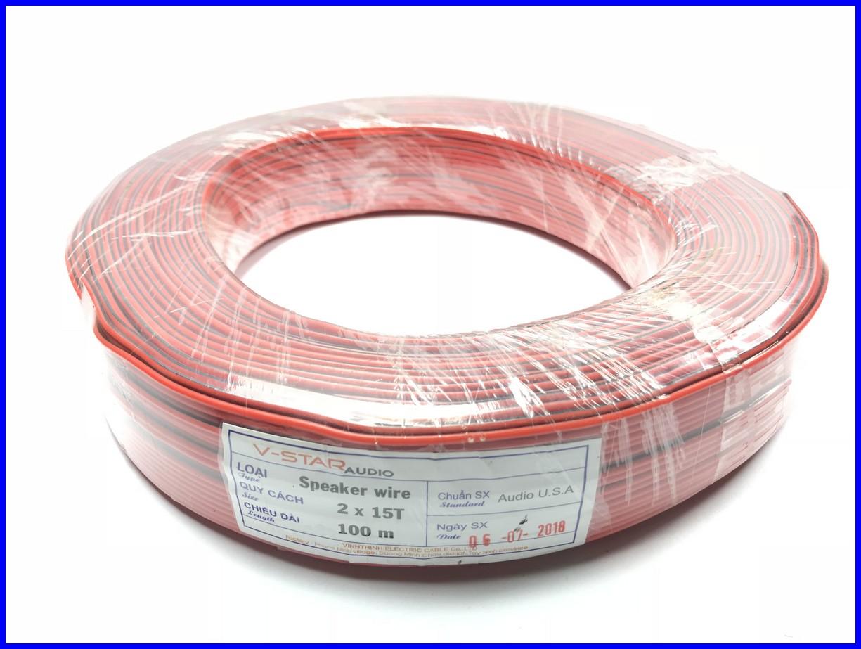 Cuộn dây loa 100m đỏ đen nhỏ 15 tim loại 1 - Điện Việt