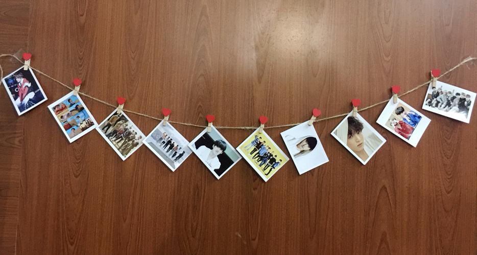 Bộ 10 ảnh BTS mới ra  kèm 10 kẹp gỗ xiu cute và dây thừng