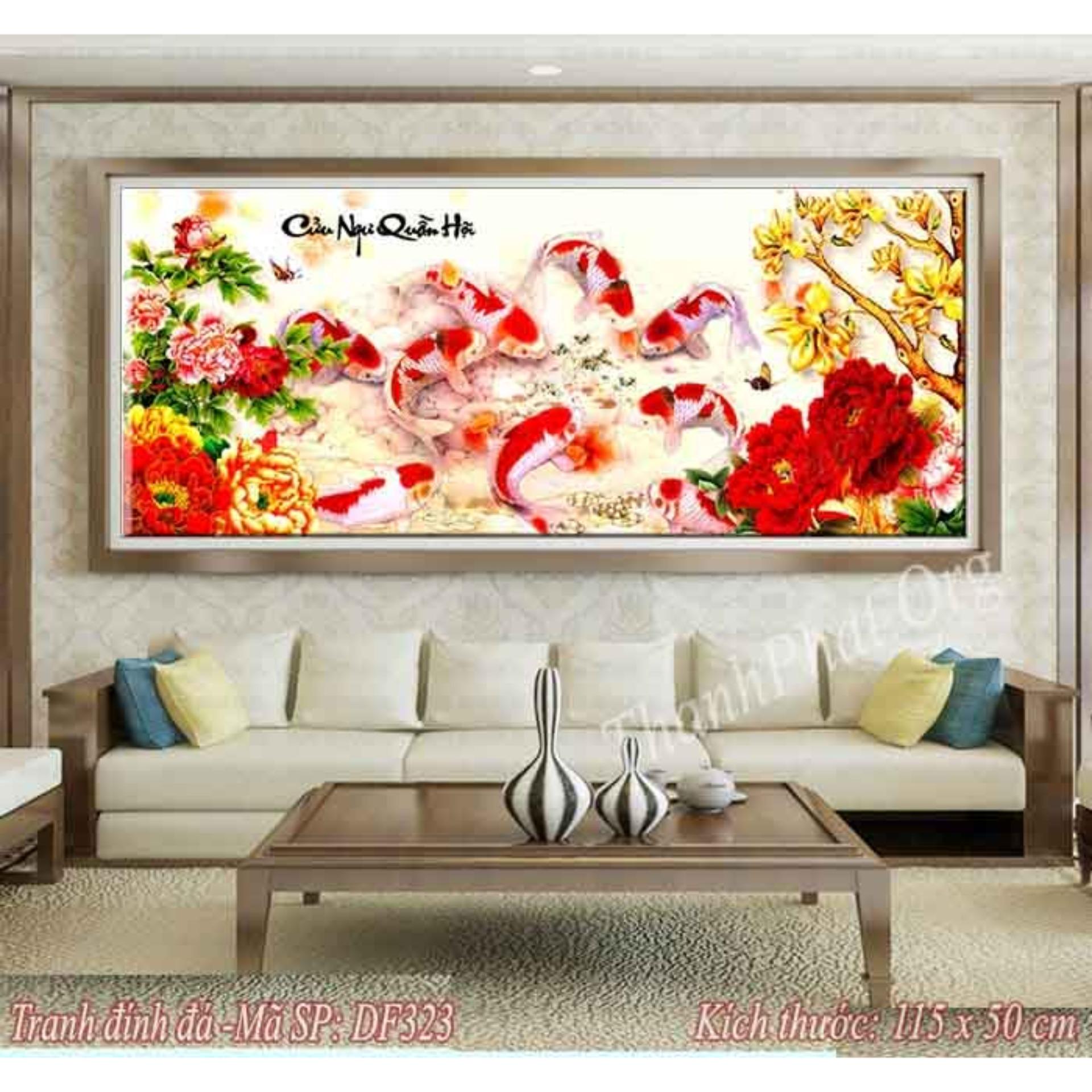 Tranh đính đá cửu ngư quần hội DF323-Ngọc Thịnh