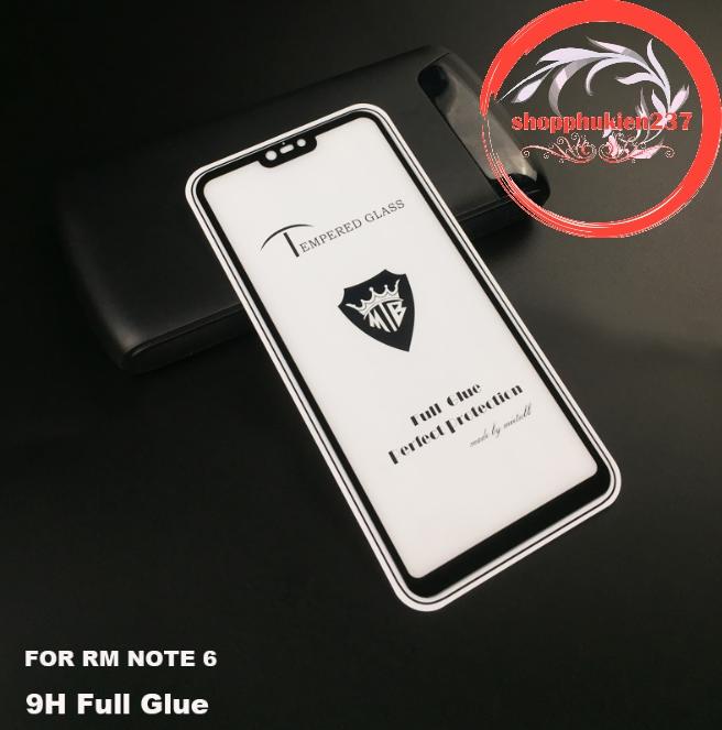 [HCM]KÍNH CƯỜNG LỰC XIAOMI REDMI NOTE 6  NOTE 6 PRO KÍNH FULL 5D CAO CẤP (ĐEN)