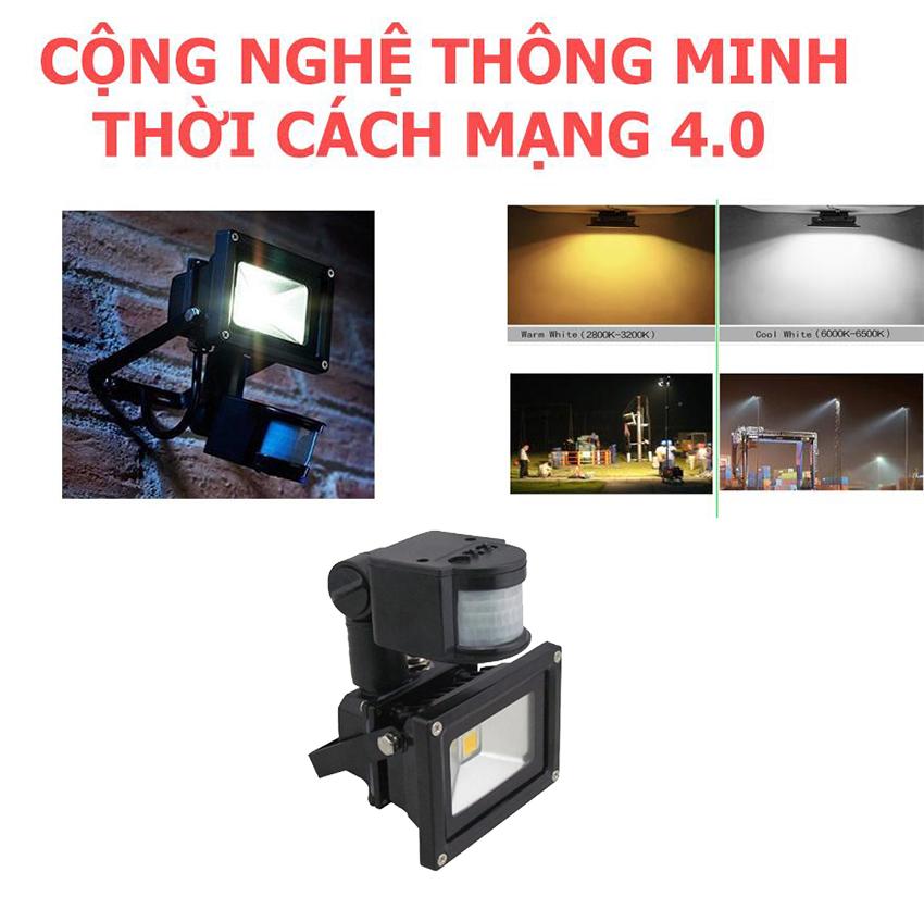 Den trang tri nang luong mat troi, Sac pin bang nang luong mat troi, Đèn cảm biến chuyển động 10W, Loại tốt, Chống thấm nước tốt, Mẫu174