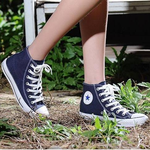 Giày Vải Sneaker CV Classic Cổ Cao Xanh Navy Nữ