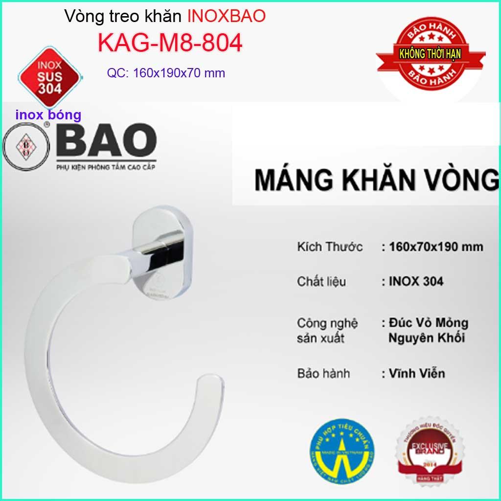 Vòng treo khăn Inox Bảo, máng treo khăn inox SUS304 KAG-M8-804